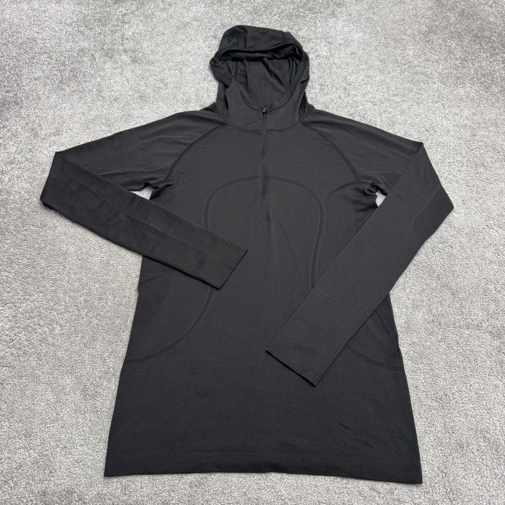 Lululemon Swiftly Tech Hooded Half Zip Running Pullover Jacket Womens 10 Black
